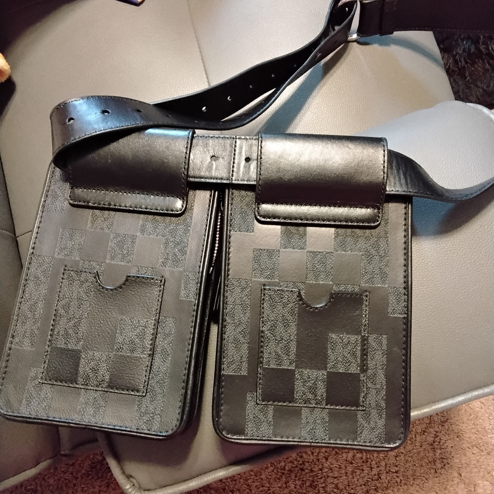 Michael Kors Black Checkered Belt Bag